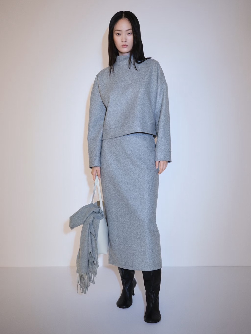 Mango Grey Co-ord set sweatshirt + skirt NWT